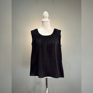 Black Talbots Pleated Sleeveless Blouse Size MP VGUC